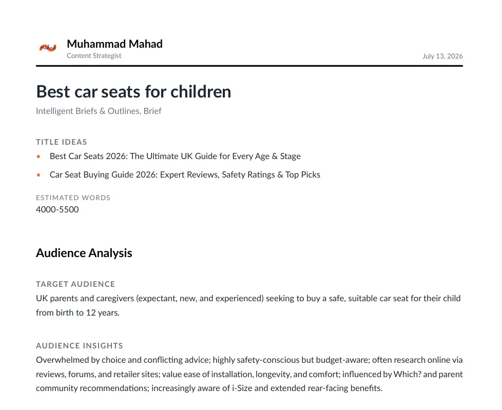 Best Car Seats 2026 Brief